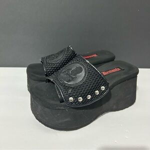 Demonia Funn 32 Platform Black Sandals Size 7
